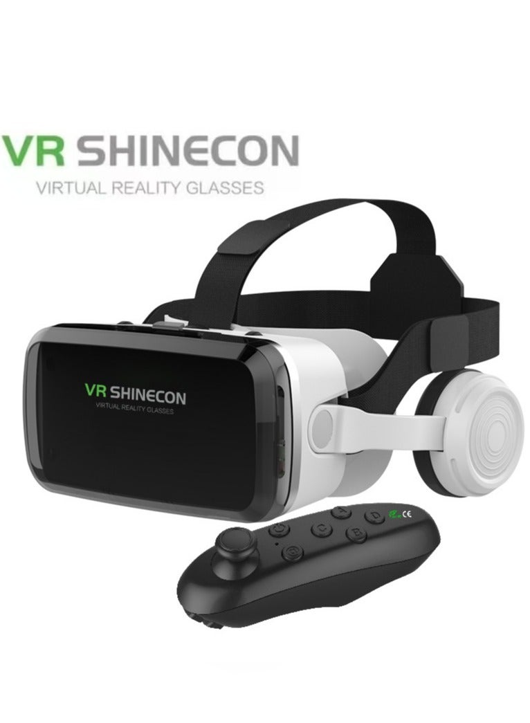 VR SHINECON Classic VR Goggles VR SHINECON 3D Virtual Reality Glasses+Controller Bluetooth Headset Version VR Glasses for TV, Movies & Video Games Compatible with iOS & Android Smartphone Within 5.5-7.2 inch Screen Phone Eye Protected Soft & Comfortable Adjustable Distance, IMAX Giant Screen/Optical Lenses/Panoramic Roaming/ Immersive Games - Image 1